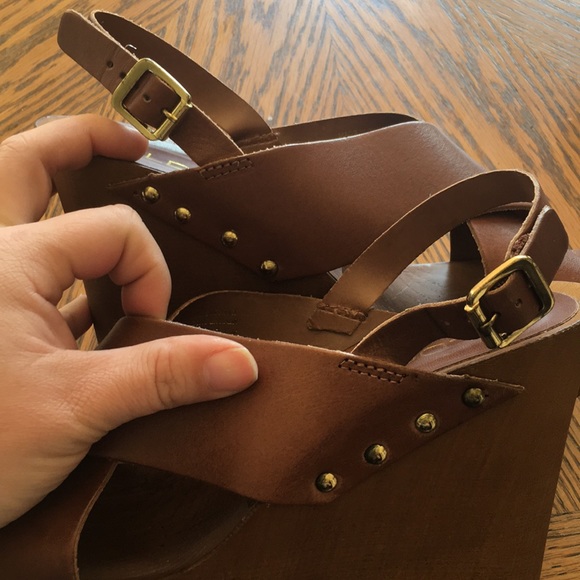 Aldo leather platform wedge size 9 brown - Picture 5 of 6